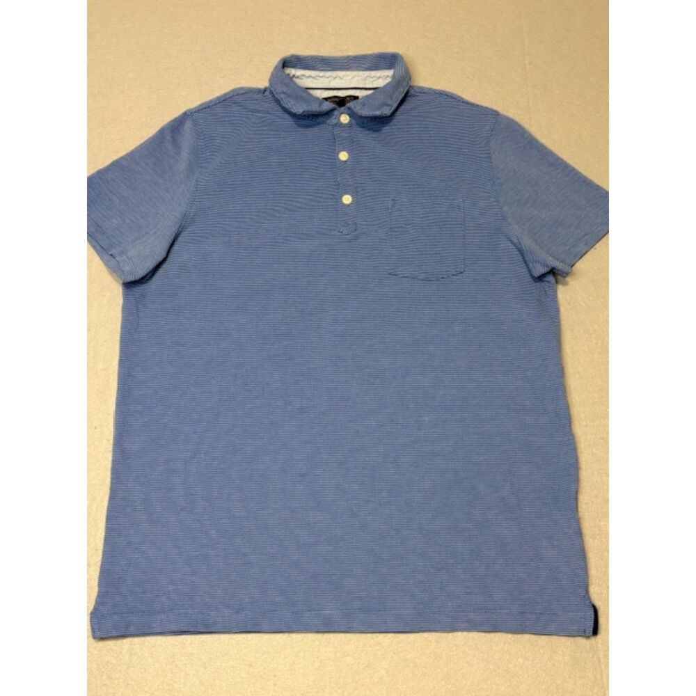 Banana Republic Men's Performance Pique Polo Shirt Blue Striped First Quality